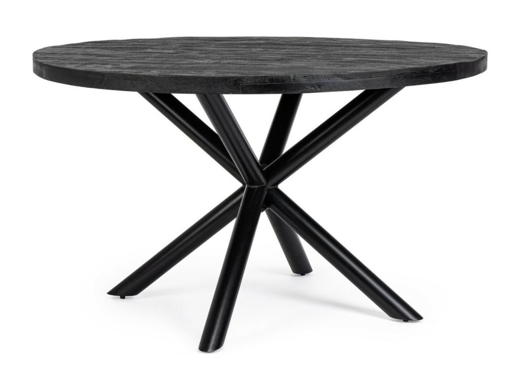 Ligniva round table, 130cm, black mango wood and black steel legs, GPZK71247
