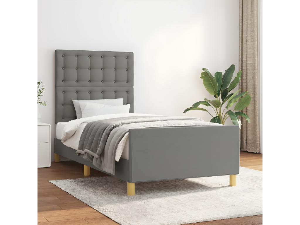 Bed frame without mattress with headboard 80x200cm fabric NPMW23187