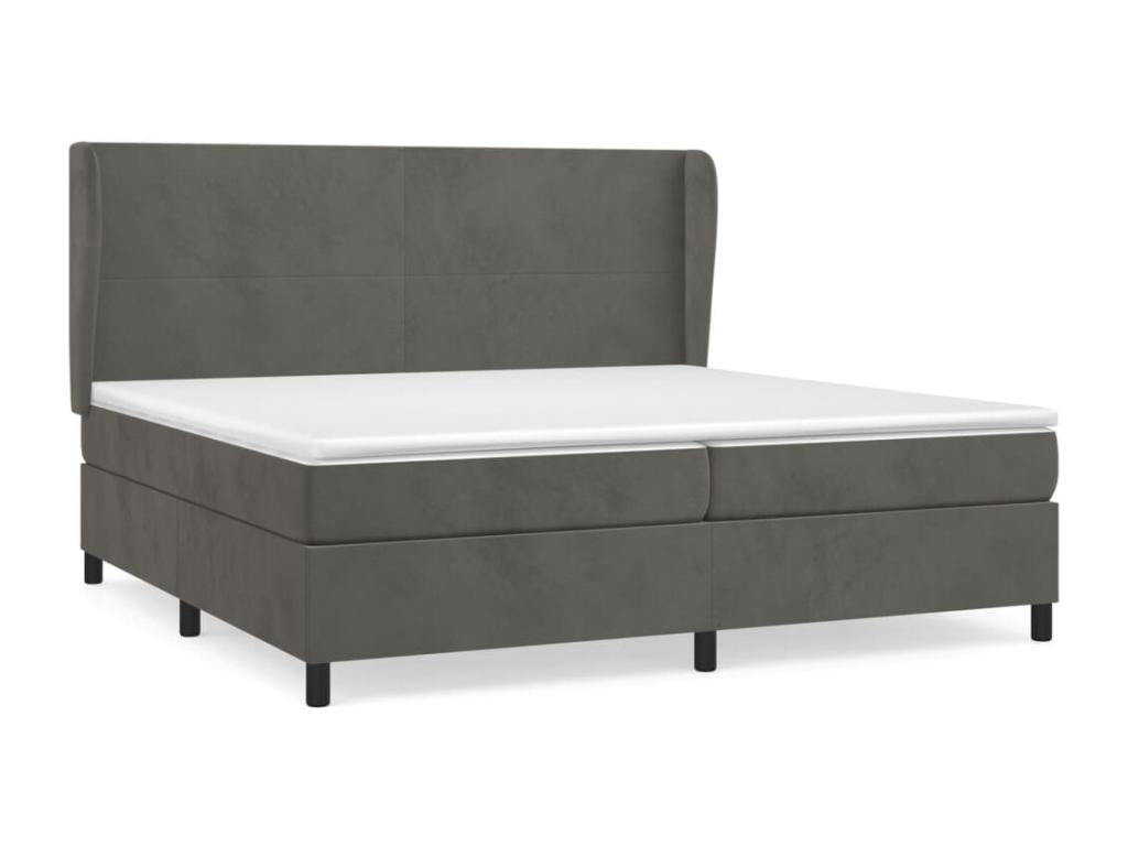 Upholstered bed base and mattress, Dark Grey 200x200cm Velvet OCZO98576