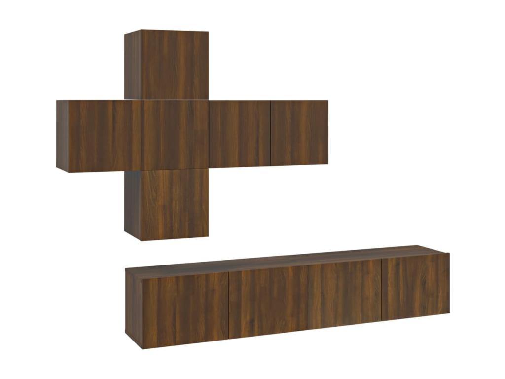 7-Piece TV Furniture Set, Brown Oak Engineered Wood GJVS86399