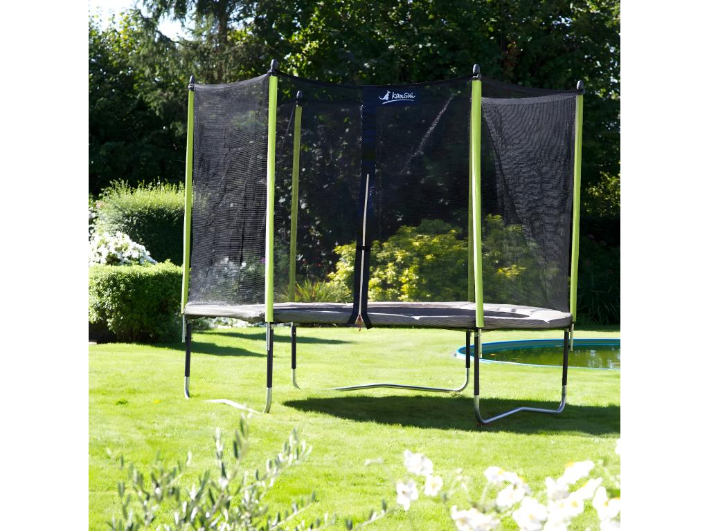 Nobellea - 244cm Garden Trampoline with Safety Net, Anchor Ladder, JUMPI Green/Black 250 VKQG31115