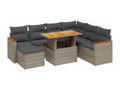 8-piece garden furniture set with grey resin wicker cushions MGVT37028