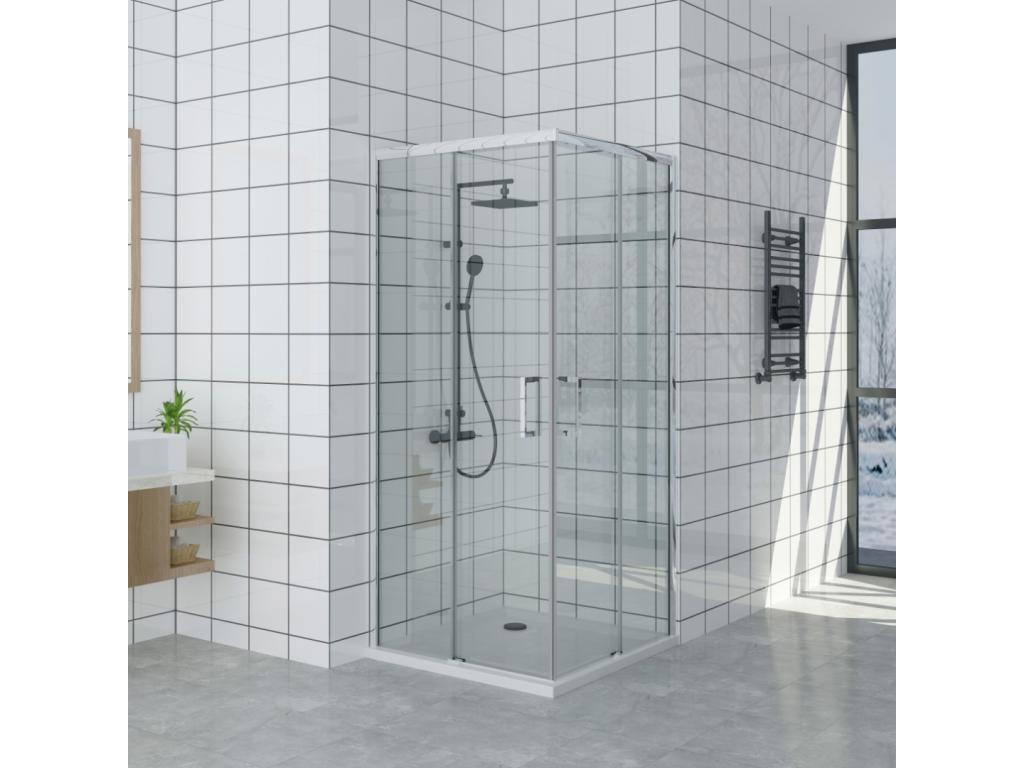 Dekonao Extra Thin Black Shower Tray 80x120 cm Shower Enclosure 80x120 cm High 200 cm With Corner Opening NEHH17521