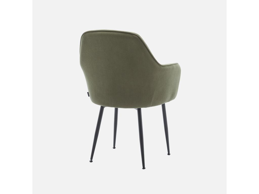 Armchair in khaki corduroy with matte black metal legs - W 57 x D 59 x H 84.5 SHXB42889