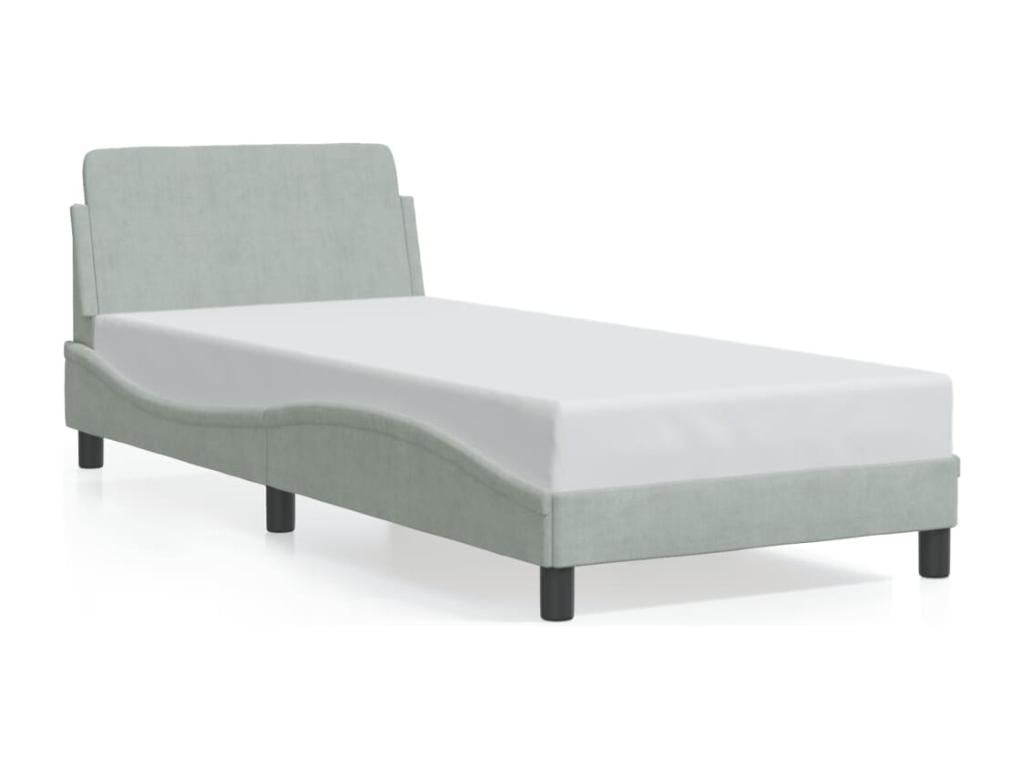 Light grey velvet bed frame without mattress 90x190 cm DBSM30833