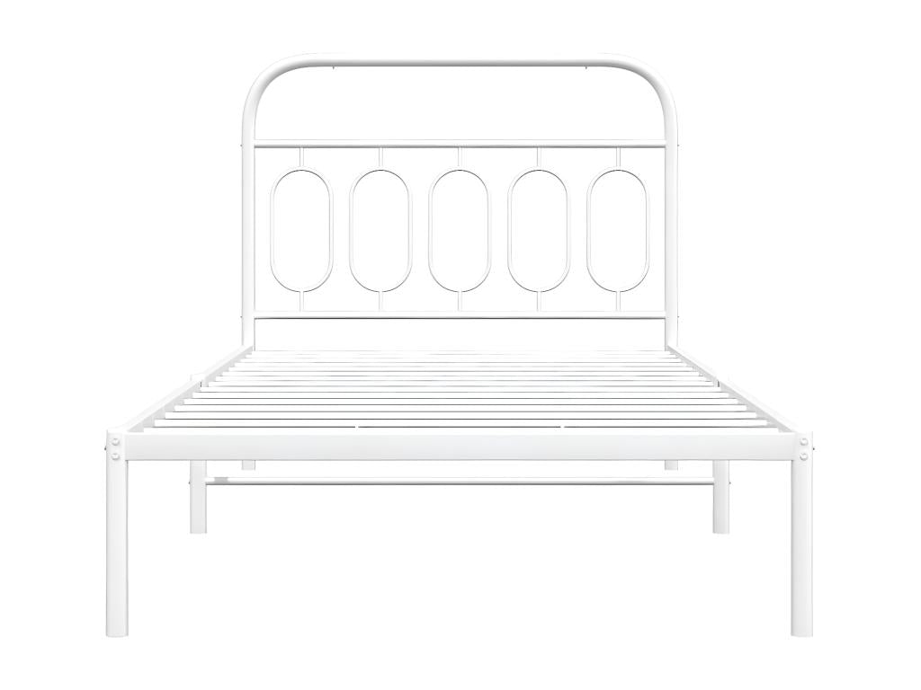 Metal bed frame with white headboard 100x200 cm ZNCG64639