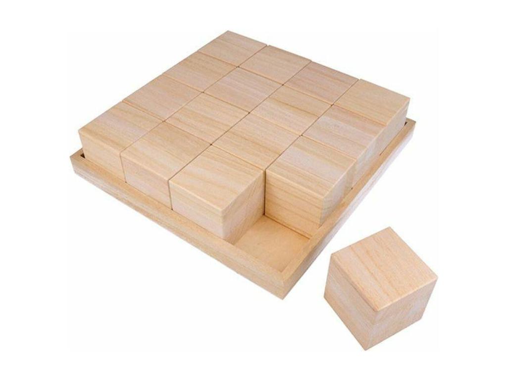 2 trays and 32 wooden cubes - 26.5x26.5x6.5 cm QWPA81676