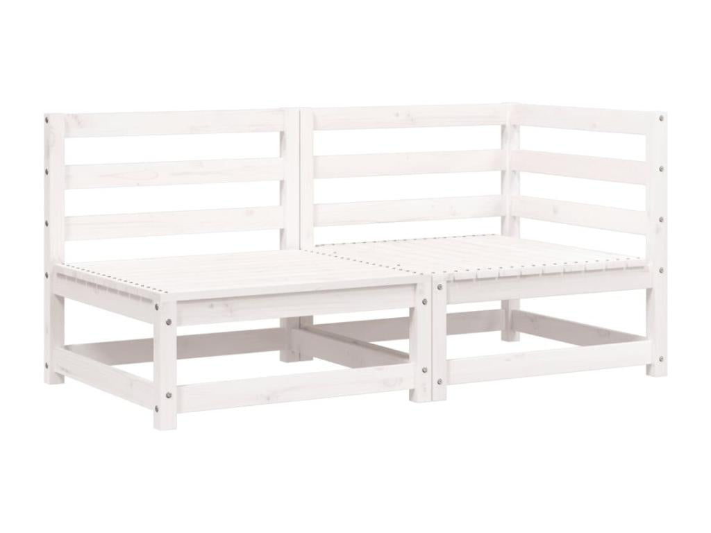 White 2-seater garden sofa in solid pine wood LHQS50491