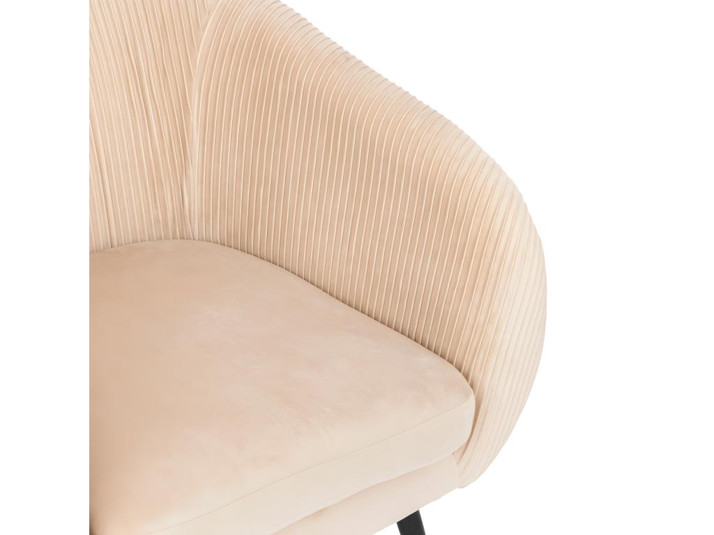 Dekonao Beige Velvet Armchair with Black Metal Legs YOGX90447