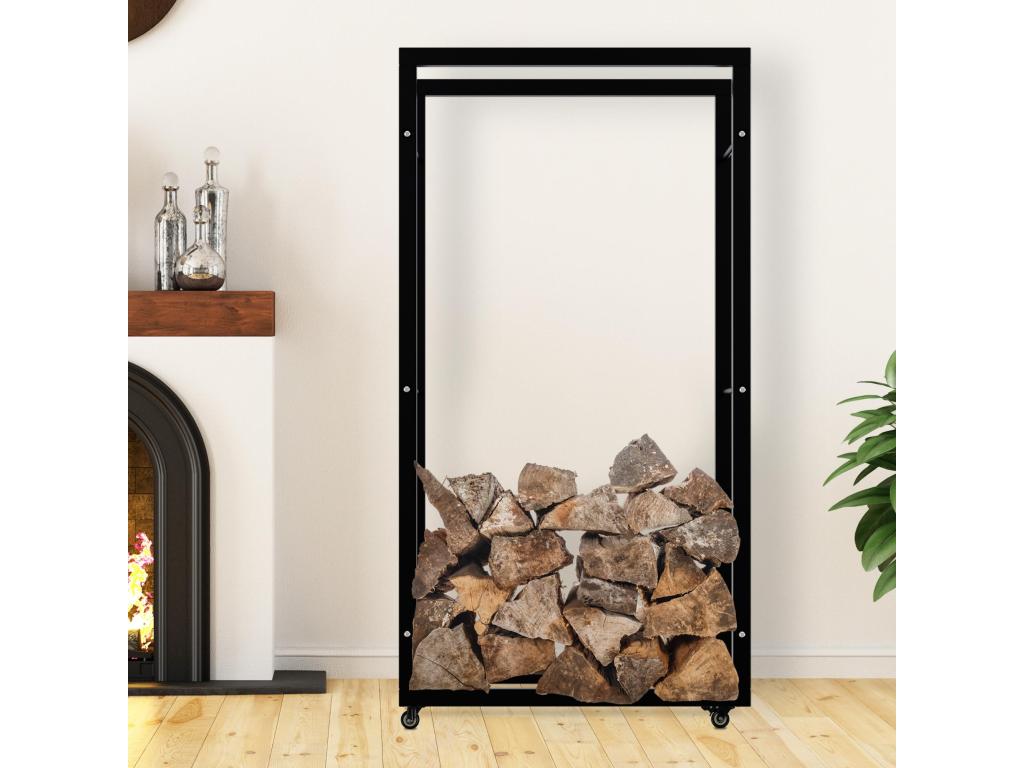 Firewood rack - Metal - 25x80x150 cm - Black - Dekonao NGLR68780