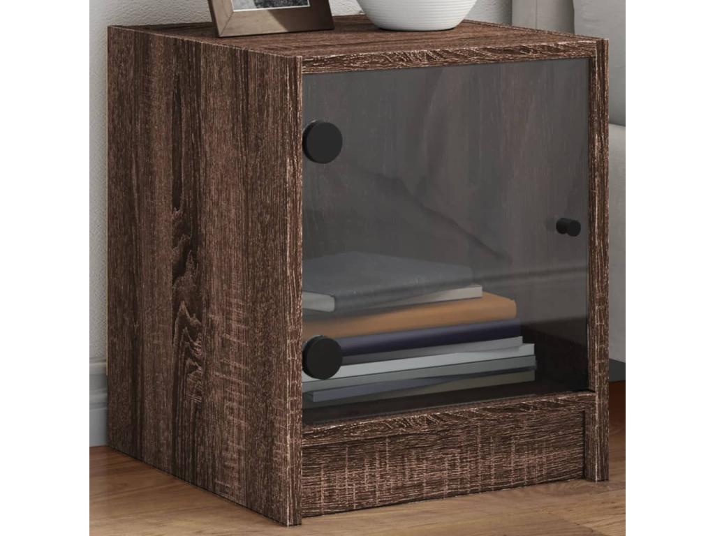 Ligniva - Bedside tables and glass doors, 2 pieces, brown oak, 35x37x42cm ZXBD37650