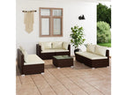 7-piece garden furniture set with cushions, brown woven resin, 3 USLX70344