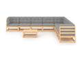 10-piece garden furniture set with cushions, solid pine wood LXUO74884
