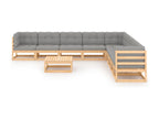 10-piece garden furniture set with cushions, solid pine wood LXUO74884