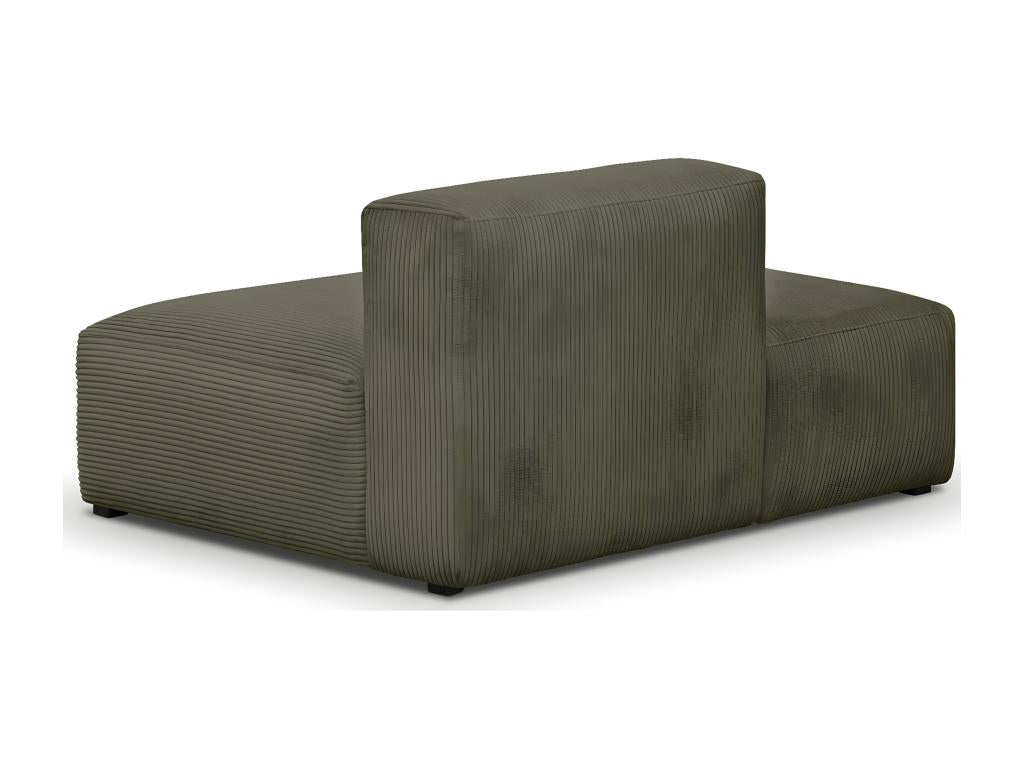Left-hand open corner module, 2-seater, in khaki green corduroy - Dekonao LXRM68488