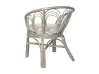 Dining chair with grey cushion, natural rattan and linen PTVC68464