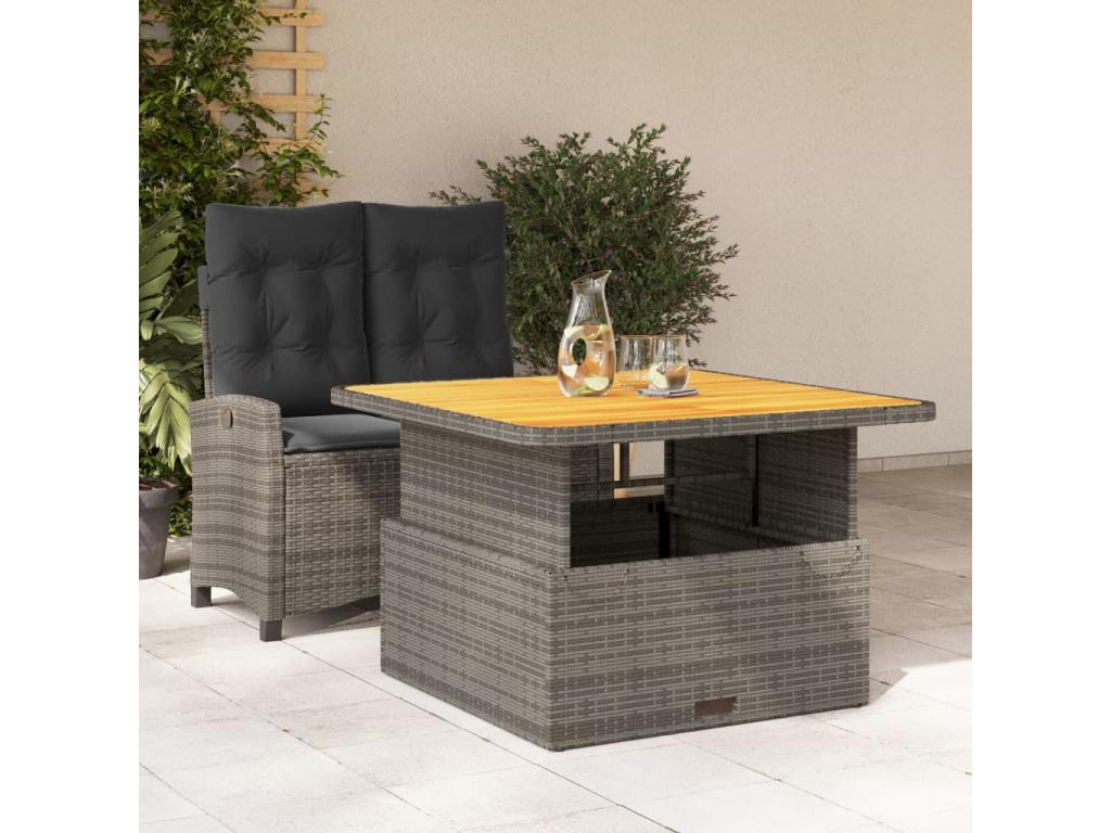 2-piece garden dining set and cushions, grey rattan AFZR18256