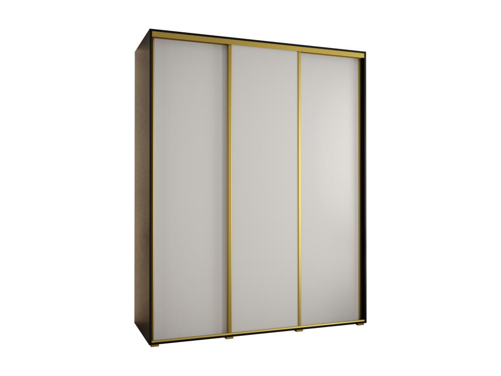 Dekonao 1 Sliding Door Wardrobe 235.2/200/60 3 Doors Black/White/Gold DUMF95821