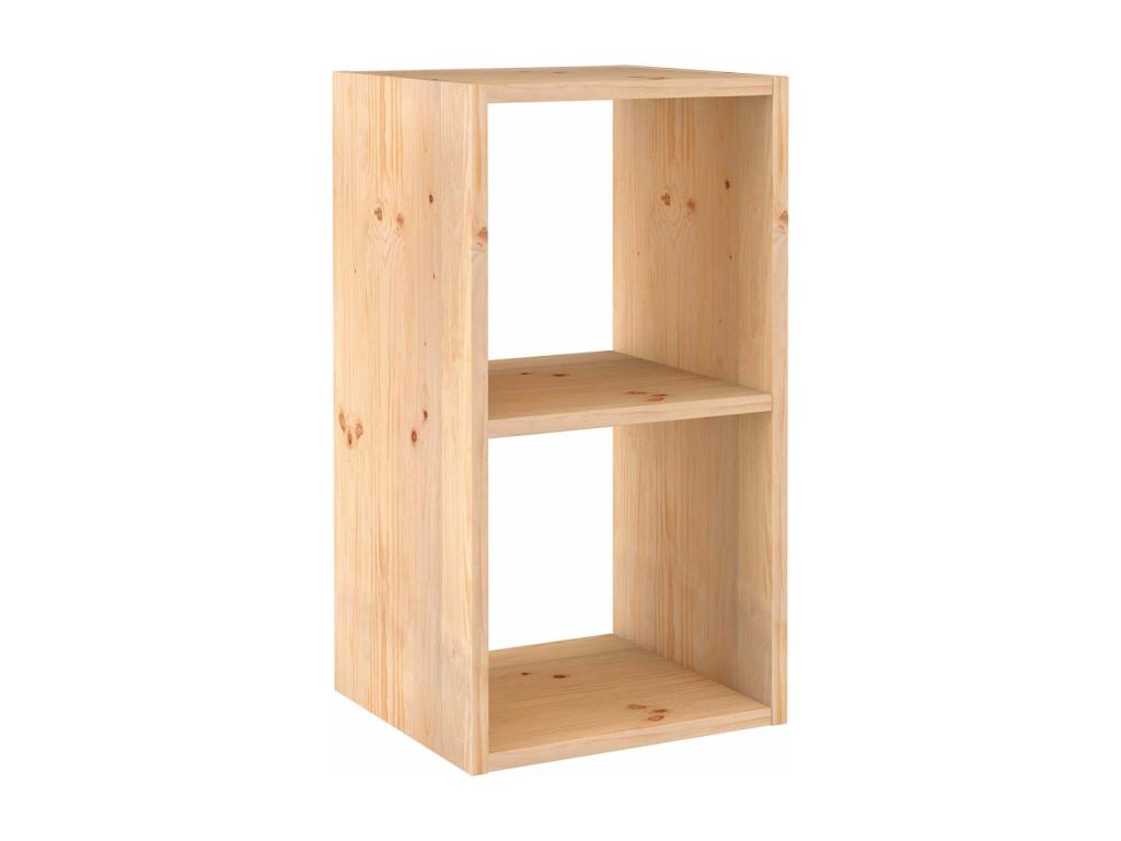 Dinamic modular shelving unit in solid pine with 2 shelves LRQA68863