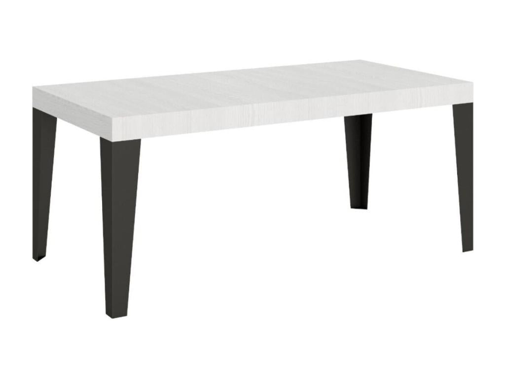 Dekonao rectangular table, 160cm, white with anthracite metal legs, seats 6 (QMBV89101)