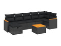 8-piece garden furniture set with cushions, black woven resin VSIC07385