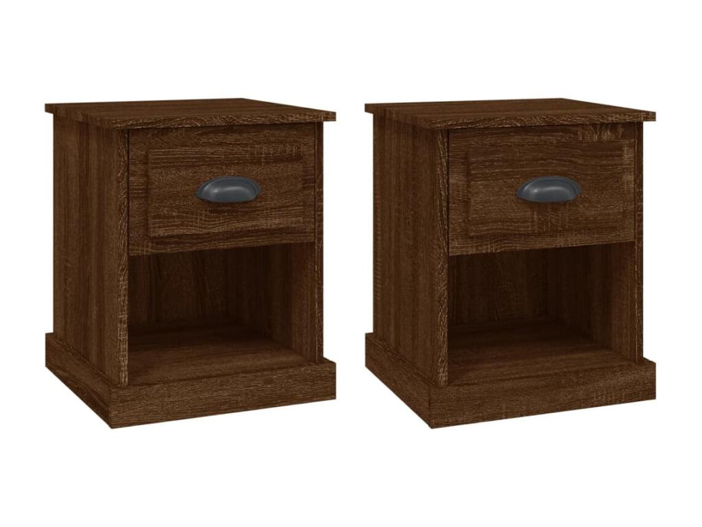 2-piece bedside tables, brown oak, 39x39x47.5 cm, engineered wood, UPAG47751