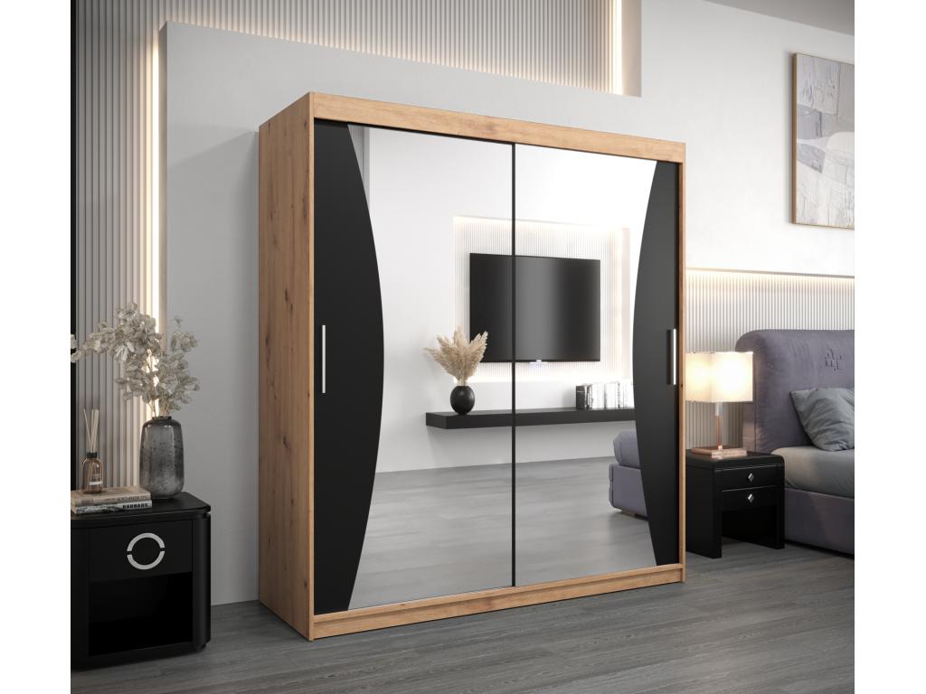 Dekonao Sliding Door Wardrobe 200/180/62 2 Doors Dekonao/Black NSCB73008