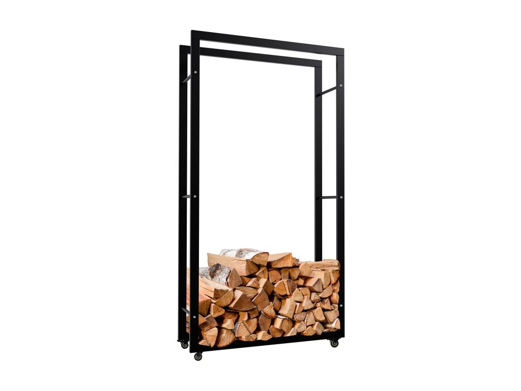 Firewood rack - Metal - 25x80x150 cm - Black - Dekonao NGLR68780