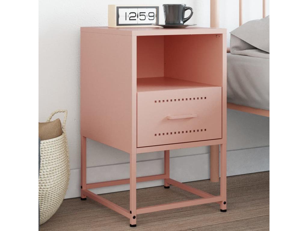 Pink bedside table 36x39x60.5 cm steel EUJG13295