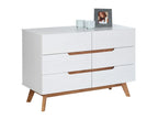Dekonao 98cm White Solid Wood Chest of Drawers with 6 Drawers, Clothes Storage Unit for Bedroom DYDN42045