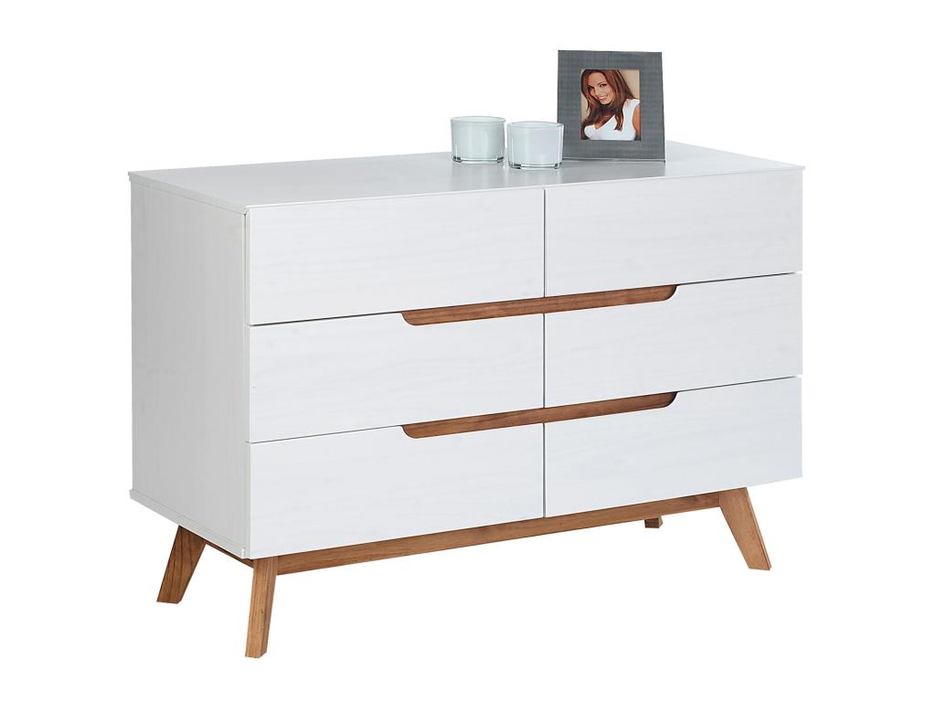 Dekonao 98cm White Solid Wood Chest of Drawers with 6 Drawers, Clothes Storage Unit for Bedroom DYDN42045