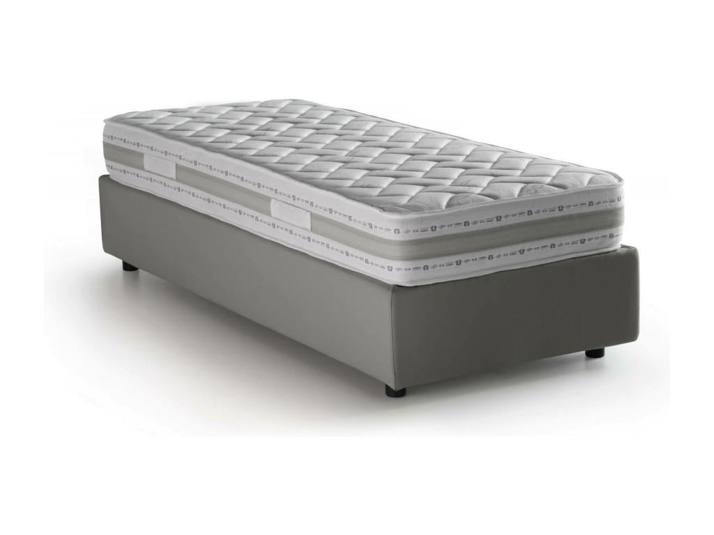 Dekonao Single Bed, Storage Bed with Fabric Upholstery, Made in Italy, Front Opening, Includes 80x200 cm Mattress, Grey EKLH03784