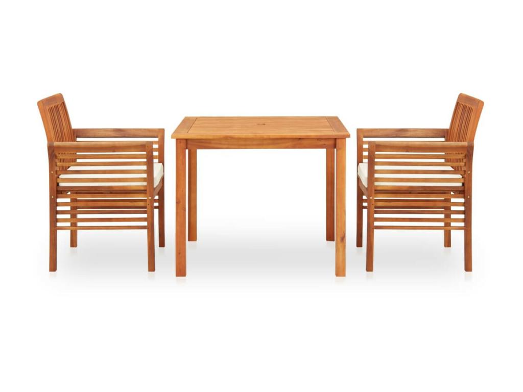 Dekonao 3-piece outdoor dining set and cushions, solid color, RKRU58221