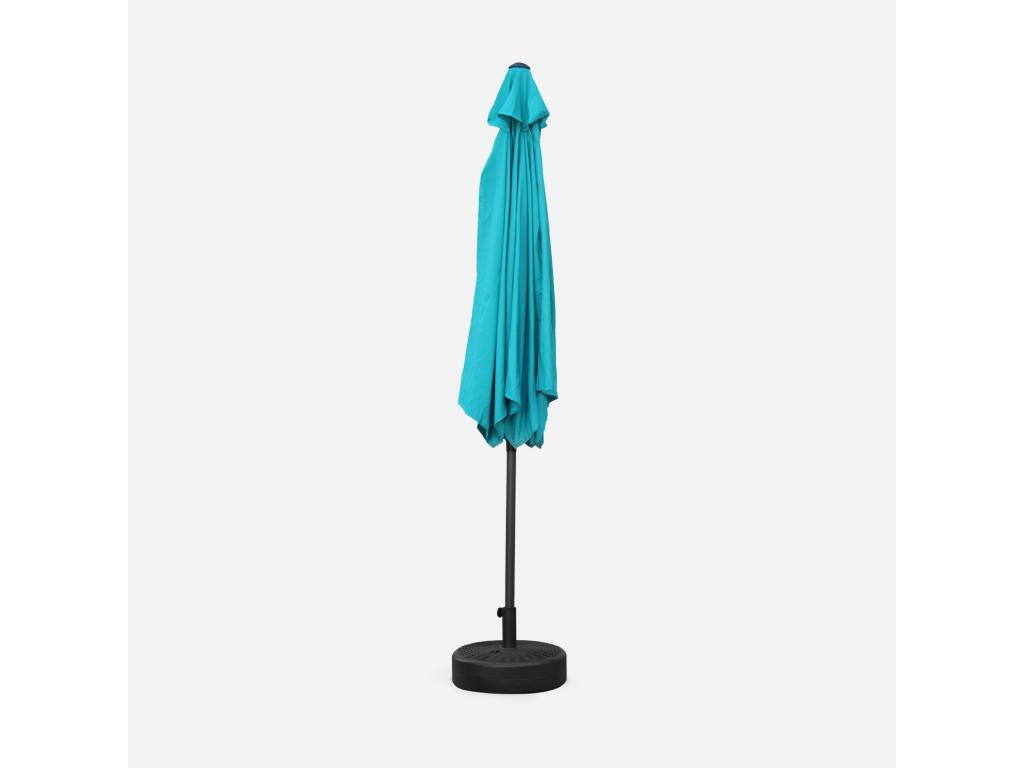 Round straight parasol 300cm - Dekonao Turquoise - adjustable central aluminium pole and Dekonao GMTE63130 opening
