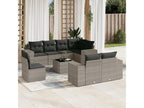 9-piece garden furniture set with grey resin wicker cushions HXZE00109