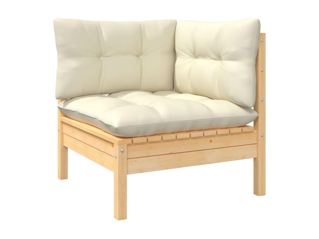 8-piece garden furniture set with cream cushions, solid pine wood XUNR43366