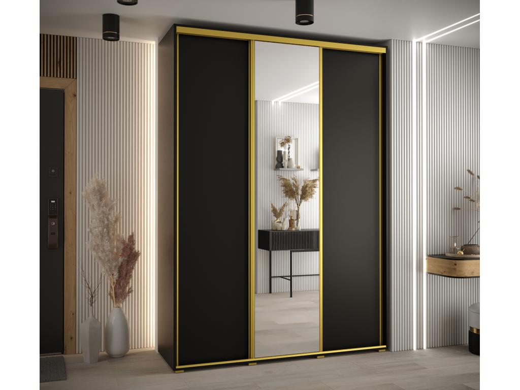 Dekonao 3-Door Sliding Wardrobe 235.2/180/60 3 Doors Black/Black/Gold BEWW27293
