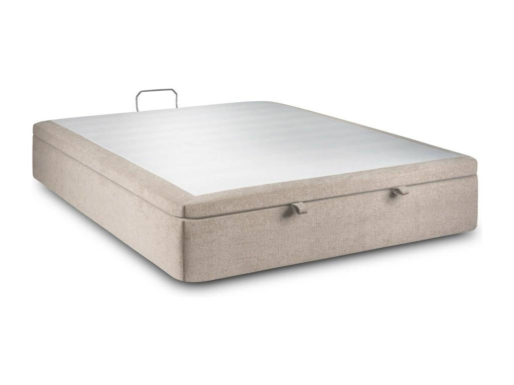 Storage bed base in beige-brown fabric, 140x190cm, H39cm, YESG95072