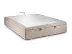 Storage bed base in beige-brown fabric, 140x190cm, H39cm, YESG95072