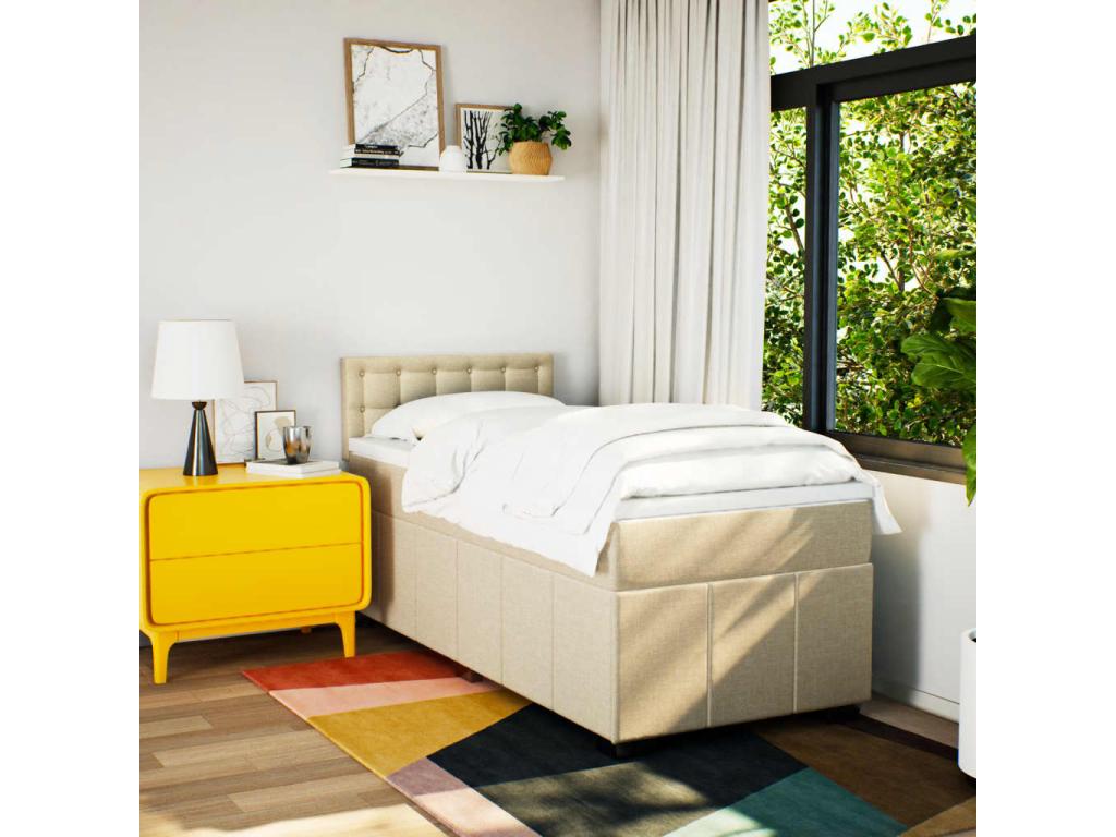 Dekonao bed base with mattress, Cream 90x200 cm, Fabric BUJC98424