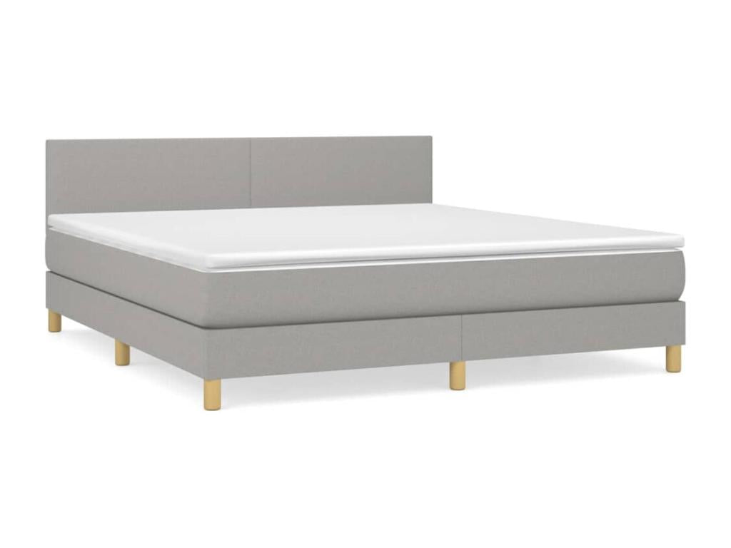 Upholstered bed base with mattress, light grey, 180x200cm, fabric ELTJ83909
