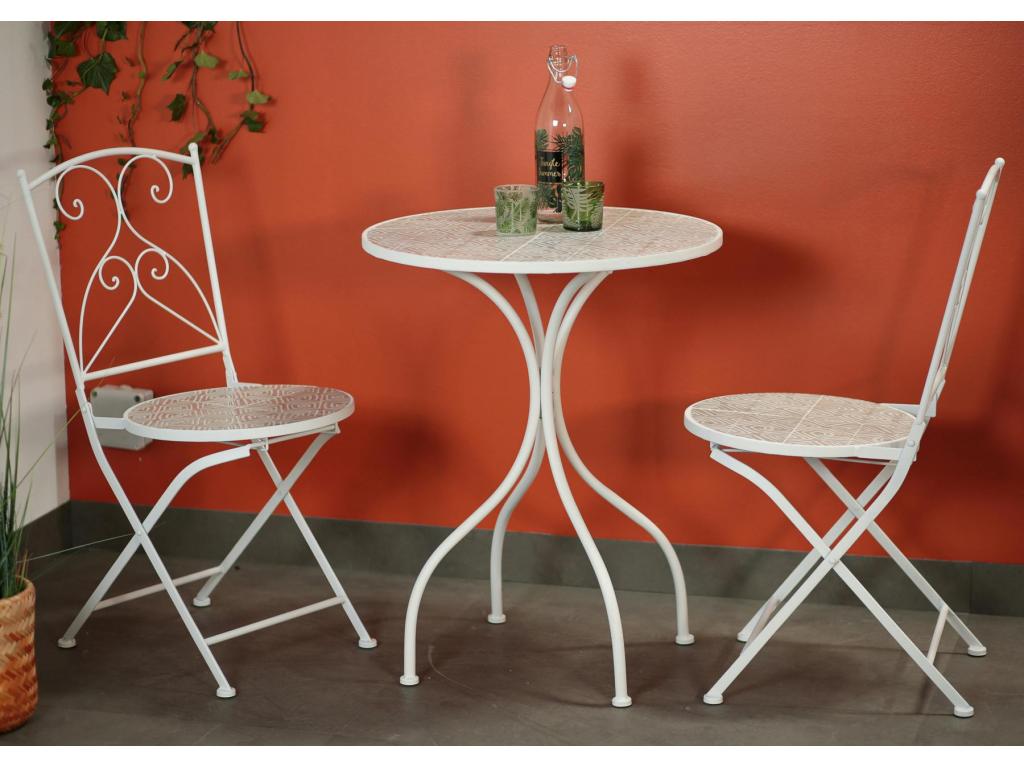 Set of 2 beige mosaic garden chairs Dekonao YYOB66003