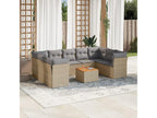 Garden furniture set with cushions, 10 pieces, beige woven resin, GMPS54042