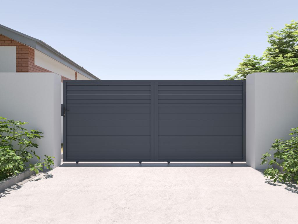 Ligniva LPXL43701 Anthracite Louvered Aluminum Sliding Gate W416 x H180 cm