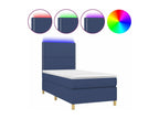 Upholstered bed base with mattress and blue LED lighting, 80x200cm, fabric XRNM41515