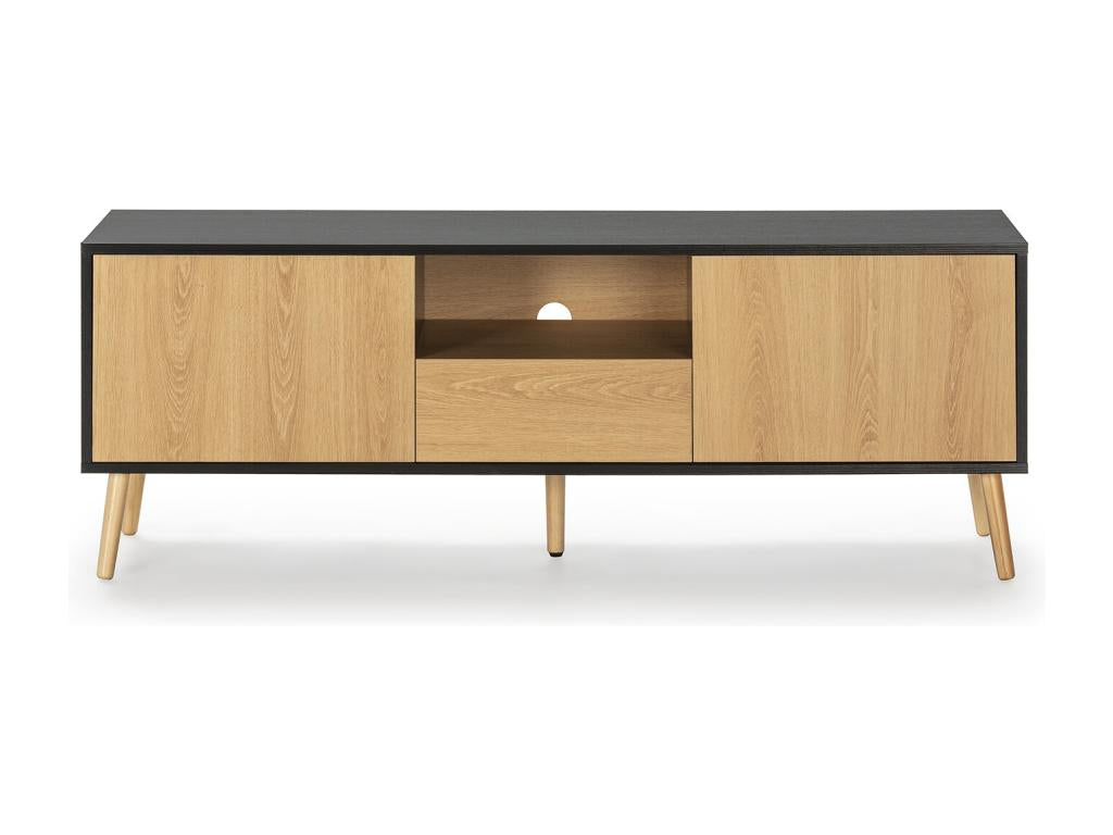 Dekonao TV stand with 1 door and 2 drawers, black/wood color KSIV33299