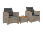 Dekonao 3-piece set and grey resin wicker cushions Dekonao BPQF25390