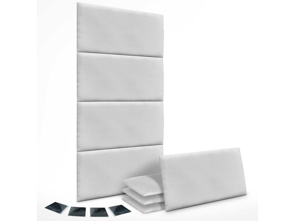 Dekonao Set of 8 Self-Adhesive Linen Wall Panels, Sound Absorbing, Shockproof, and White, 60x50cm x8 MDXU14526