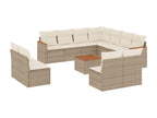 Garden furniture set with cushions, 12 pieces, beige woven resin, RGOD29546