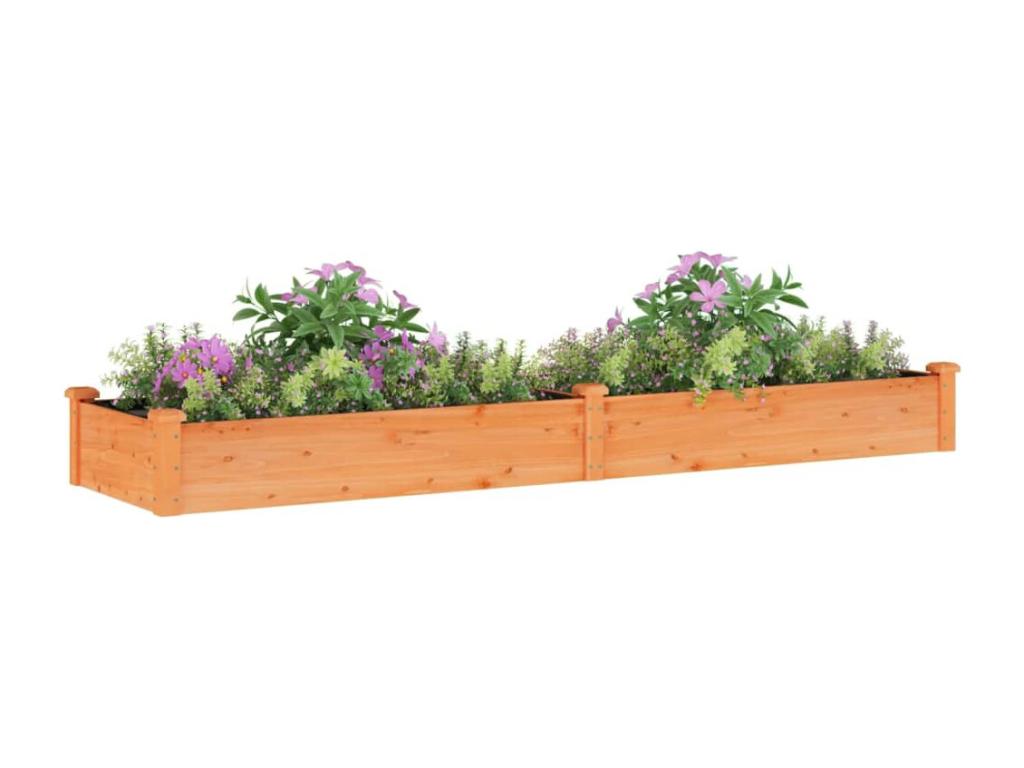 Raised garden bed with lining, 240x60x25 cm, solid fir wood, KFGO31144
